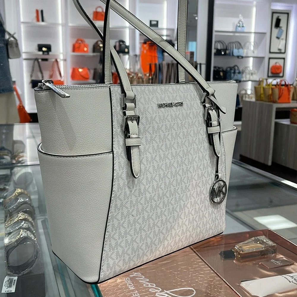 Michael Kors Charlotte Large Logo and Leather Top-Zip Tote Bag
Optic White 
NWT - Picture 2 of 16